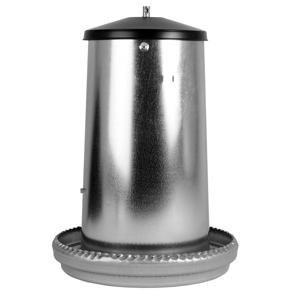 Poultry hopper feeder 18kg zinc plated with plastic lid
