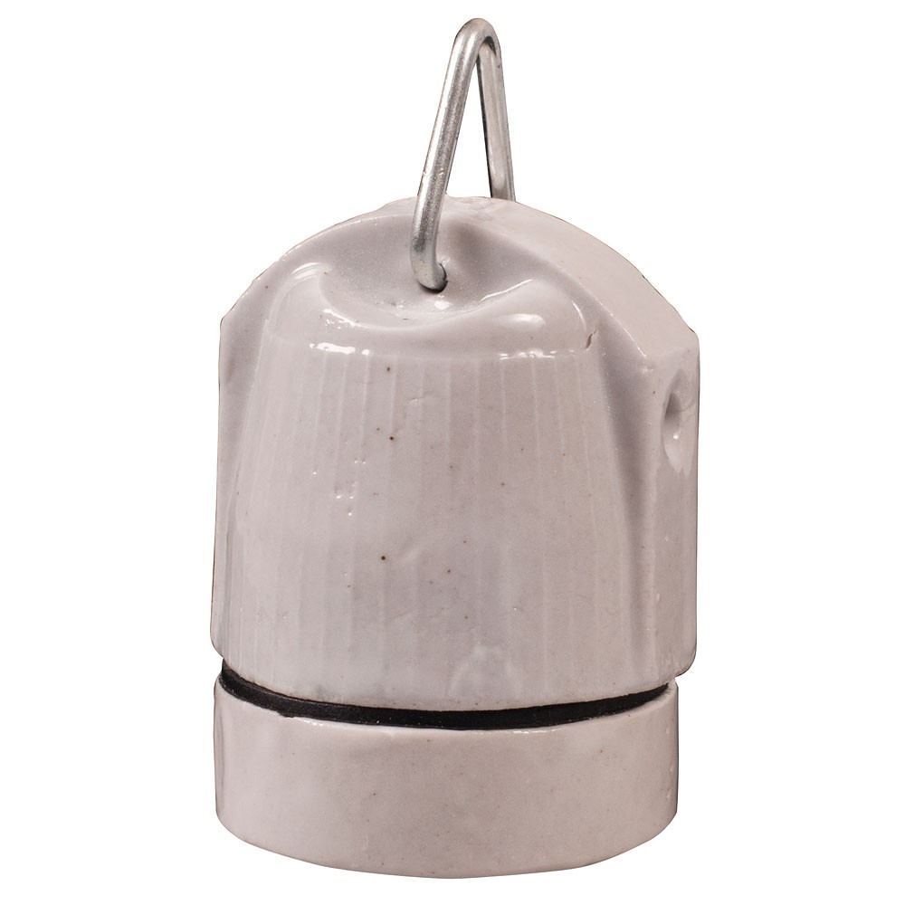 Ceramic lampholder (E27) with hook