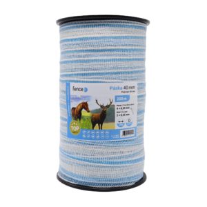 Elektriskā gana lente, 40mm x 200m, zila/balta, 0.18Ω